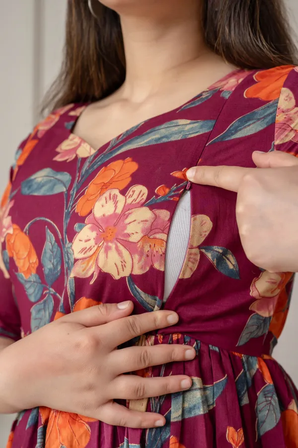 Maroon_Pure_Cotton_Floral_Print_Regular_Kurta_Palazzo_Set_For_Women