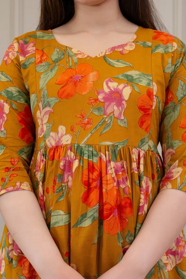 Yellow_Pure_Cotton_Floral_Print_Regular_Kurta_Palazzo_Set_For_Women
