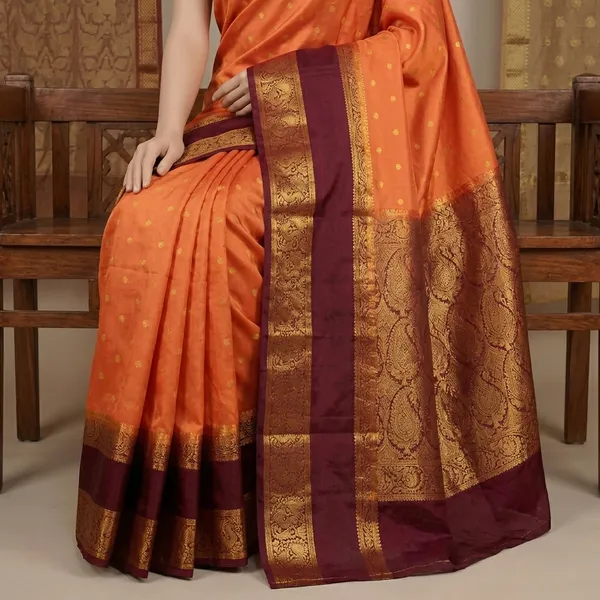 Off_White_And_Orange_Premium_Saree_For_Women_Pack_of_2