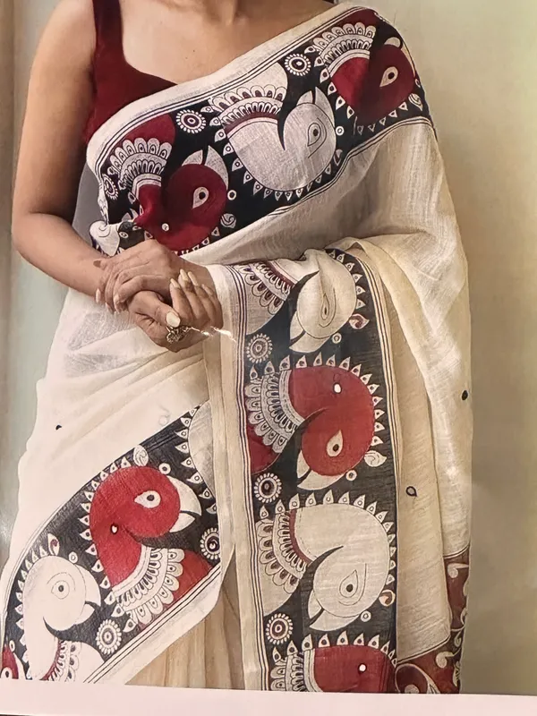 Off_White_And_Orange_Premium_Saree_For_Women_Pack_of_2