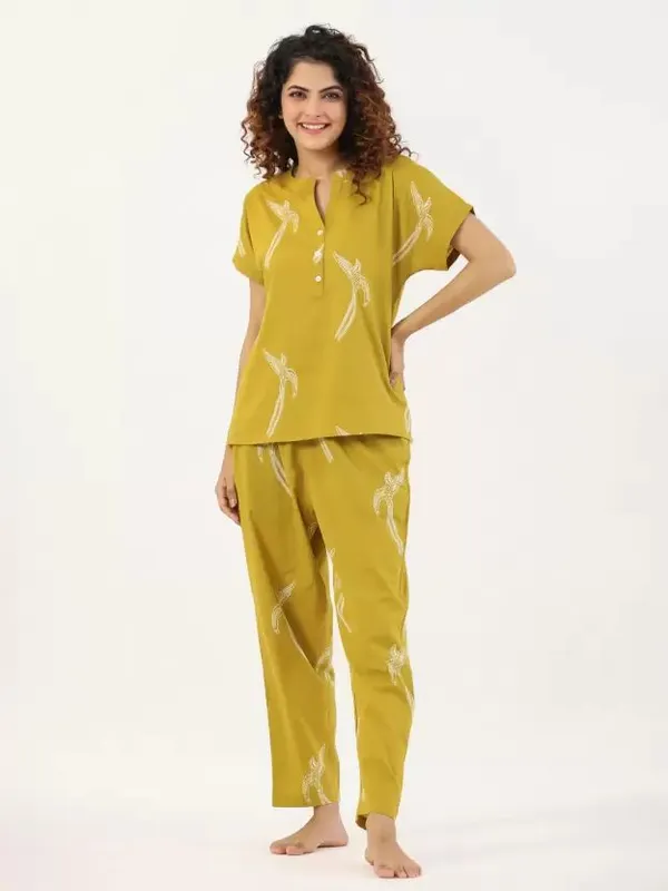 Mustard_Cotton_Printed_Night_Suit_For_Women