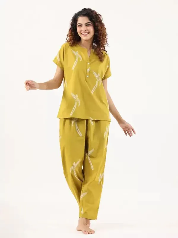 Mustard_Cotton_Printed_Night_Suit_For_Women