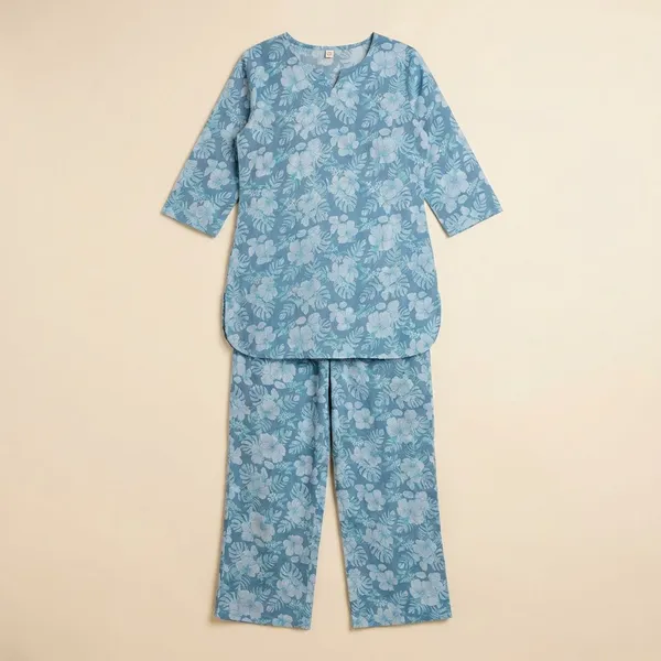 Aqua_Blue_Cotton_Floral_Co_Ord_Set_For_Women