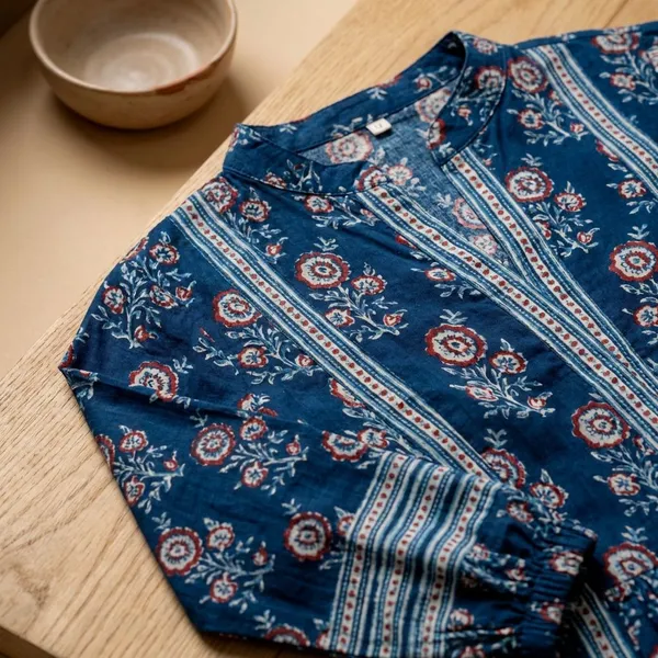 Teal_Blue_Cotton_Printed_Mini_Dress_For_Women