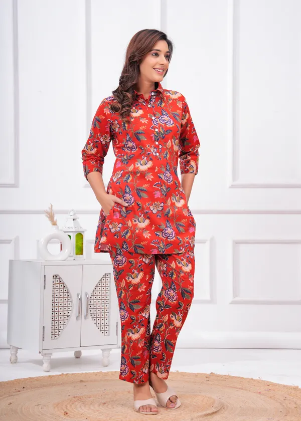 Red_Cotton_Printed_Co_Ord_Set_For_Women