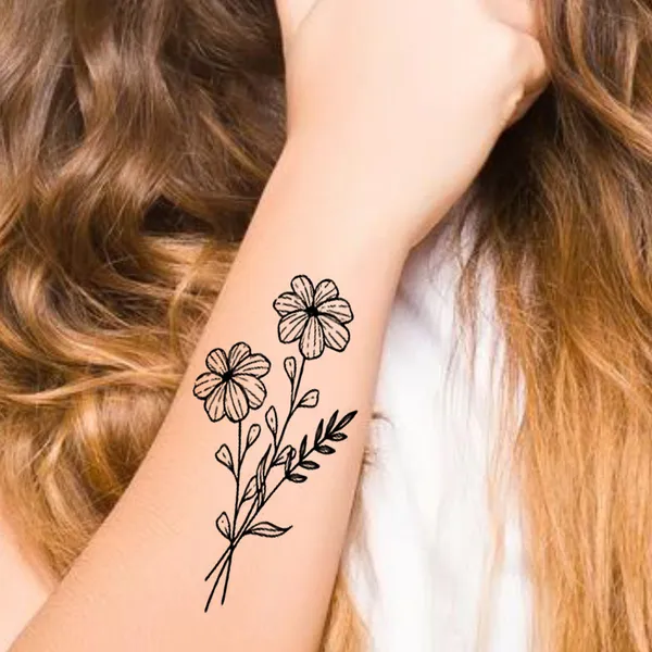 2_Flower_Black_Design_Temporary_tattoo_Pack_of_2