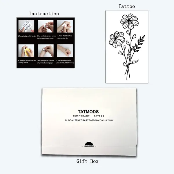 2_Flower_Black_Design_Temporary_tattoo_Pack_of_2