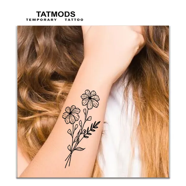 2_Flower_Black_Design_Temporary_tattoo_Pack_of_2
