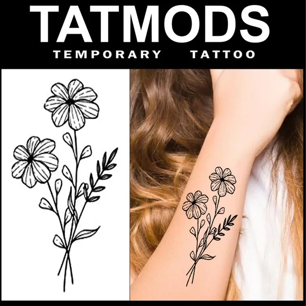 2_Flower_Black_Design_Temporary_tattoo_Pack_of_2