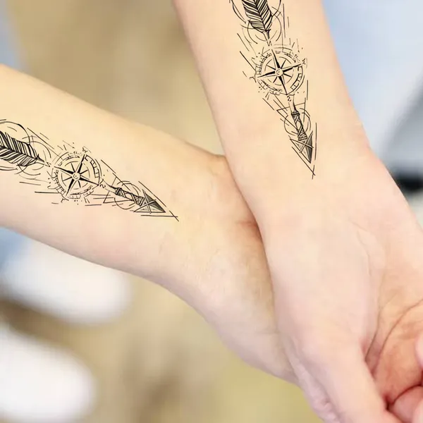 2_set_Arrow_Clock_Temporary_Tattoo_pack_of_2