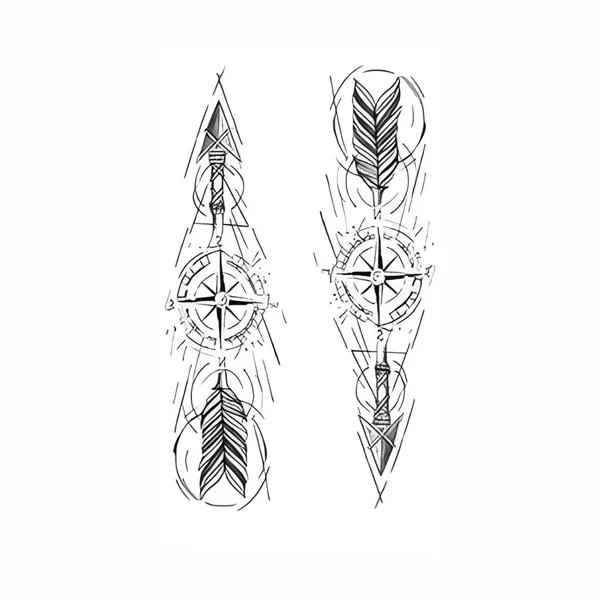 2_set_Arrow_Clock_Temporary_Tattoo_pack_of_2