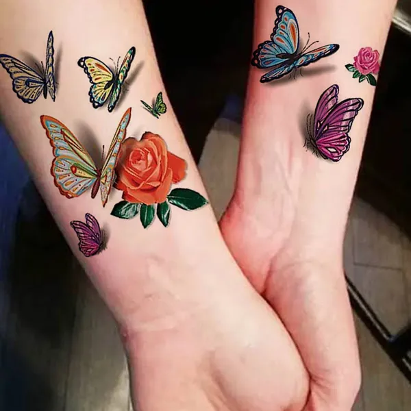 3D_Butterfly_With_Rose_Tattoo_pack_of_2