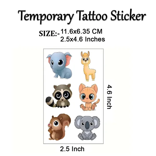 6pcs_Cute_Animals_Temporary_Tattoo_pack_of_2