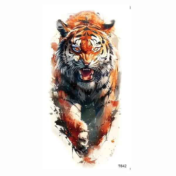 Angry_Tiger_Running_Temporary_Tattoo_pack_of_2