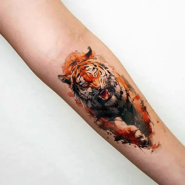 Angry_Tiger_Running_Temporary_Tattoo_pack_of_2