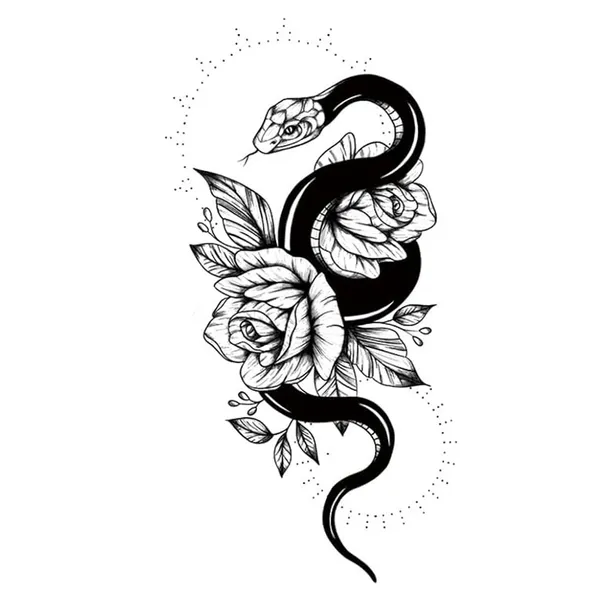 Beautiful_Black_Snake_With_Rose_Temporary_Tattoo_pack_of_2
