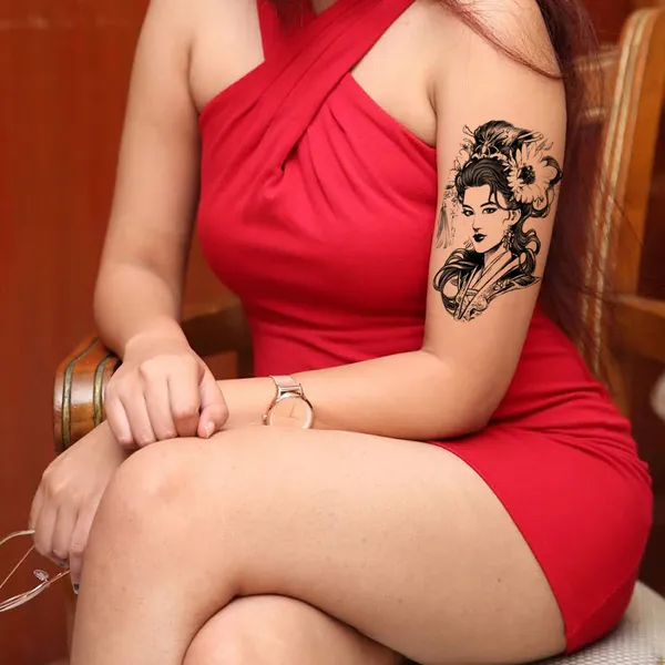 Beautiful_Girl_Black_Design_Temporary_Tattoo_pack_of_2