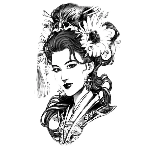 Beautiful_Girl_Black_Design_Temporary_Tattoo_pack_of_2
