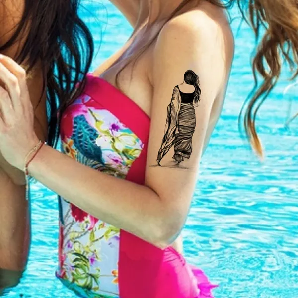 Beautiful_Woman_Black_Temporary_Tattoo_pack_of_2