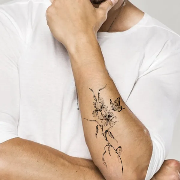 Black_Lily_With_Butterfly_Tattoo_Waterproof_Temporary_Body_Tattoo_pack_of_2