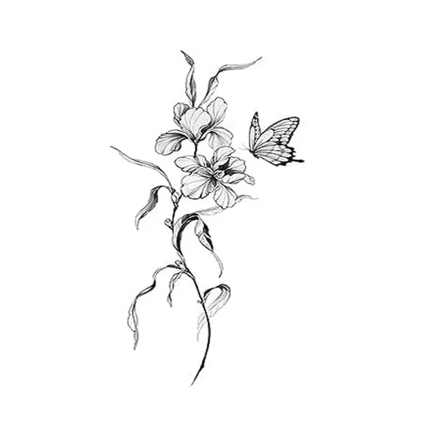 Black_Lily_With_Butterfly_Tattoo_Waterproof_Temporary_Body_Tattoo_pack_of_2