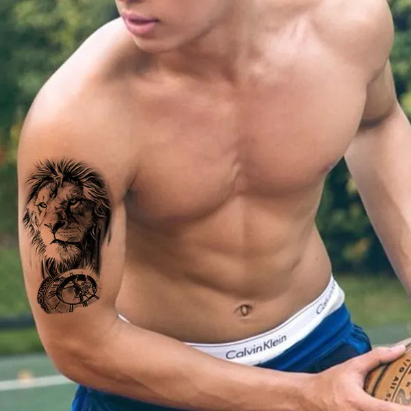 Black_Lion_Clock_Temporary_Tattoo