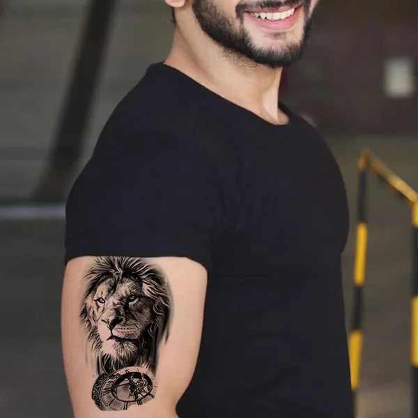 Black_Lion_Clock_Temporary_Tattoo