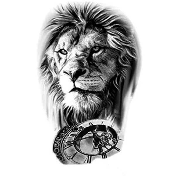 Black_Lion_Clock_Temporary_Tattoo