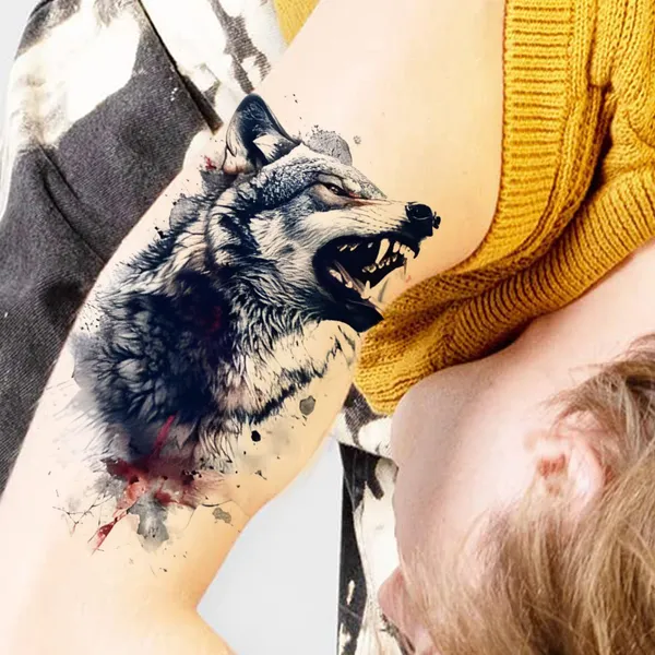 Black_Wolf_Roar_Temporary_Tattoo_pack_of_2