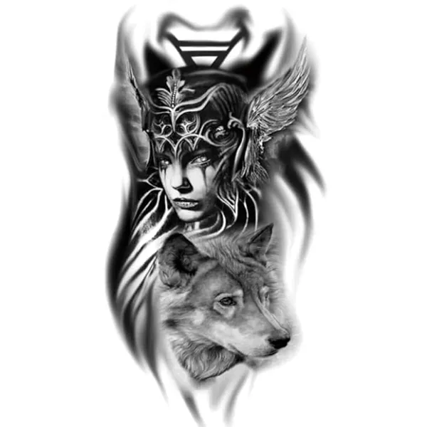 Black_Wolf_Trible_Girl_Temporary_Tattoo