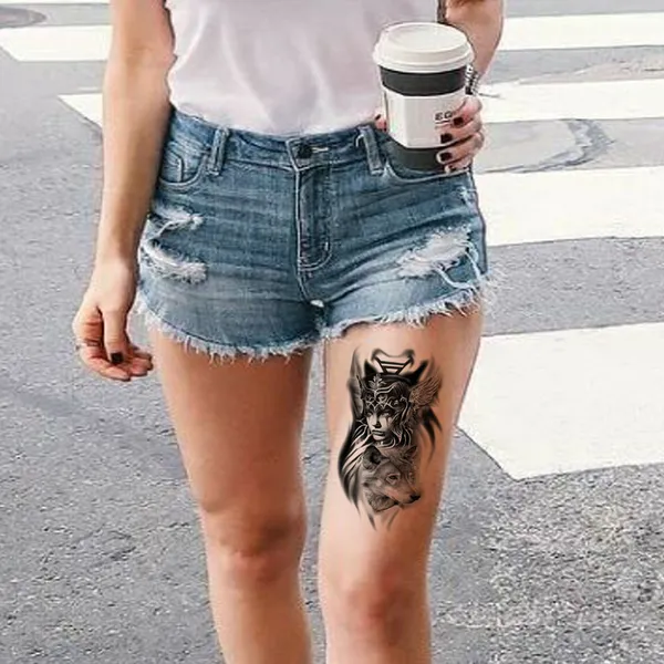 Black_Wolf_Trible_Girl_Temporary_Tattoo