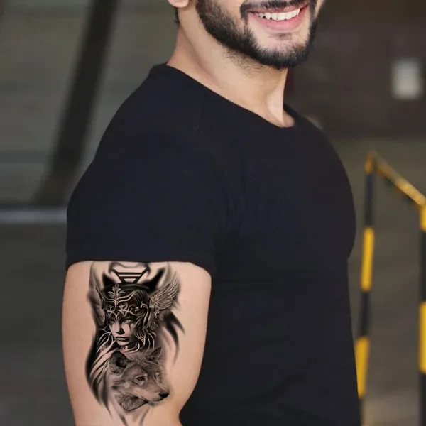 Black_Wolf_Trible_Girl_Temporary_Tattoo