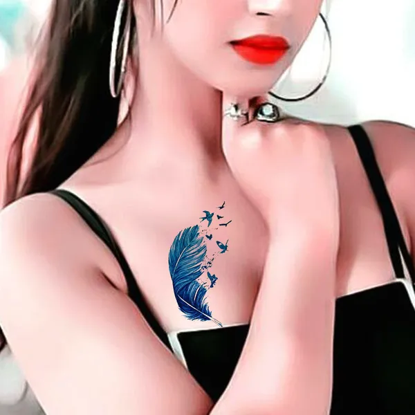 Blue_Feather_Bird_Famous_Temporary_Tattoo_pack_of_2