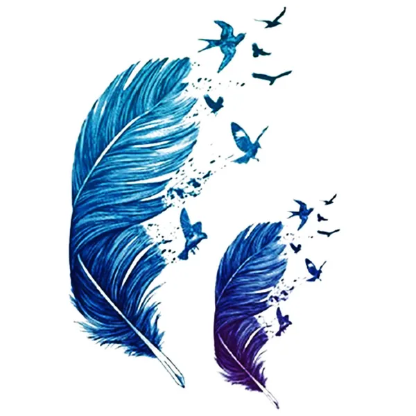 Blue_Feather_Bird_Famous_Temporary_Tattoo_pack_of_2