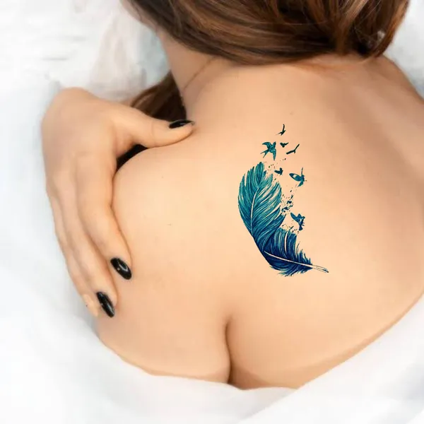 Blue_Feather_Bird_Famous_Temporary_Tattoo_pack_of_2