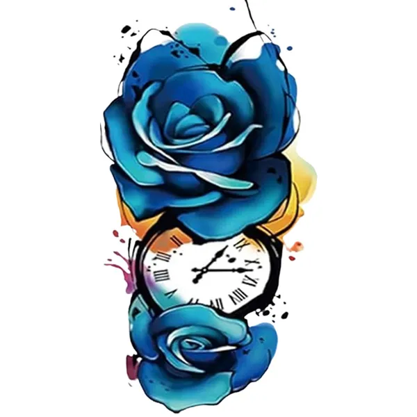 Blue_Rose_Clock_Temporary_Tattoo