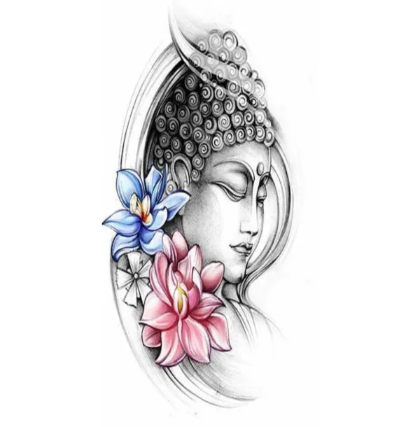 Buddha_Ji_With_Flowers_Temporary_Tattoo_pack_of_2