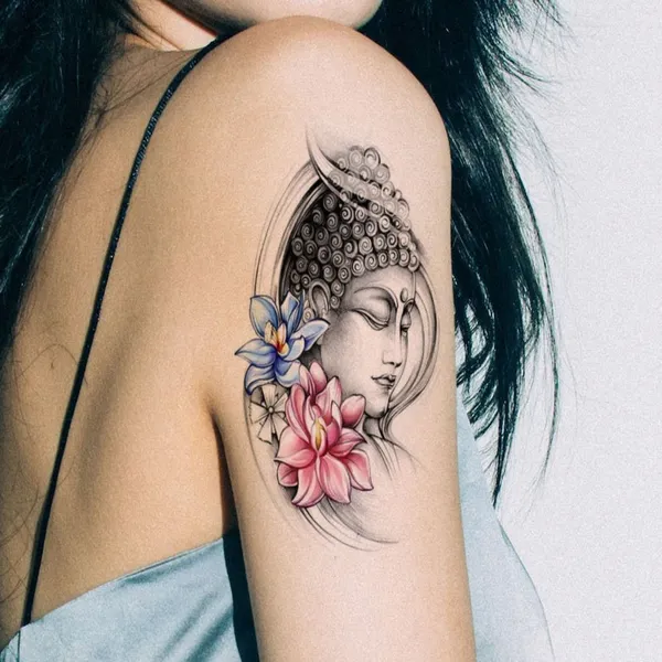 Buddha_Ji_With_Flowers_Temporary_Tattoo_pack_of_2