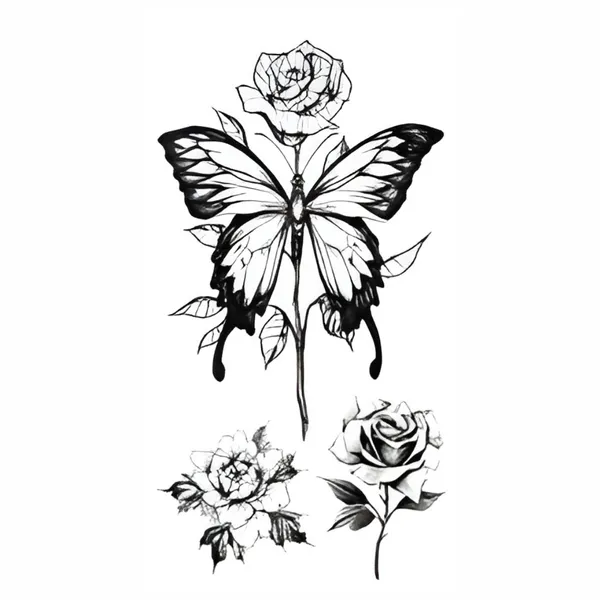 Butterfly_With_Rose_TemporaryTattoo__pack_of_2