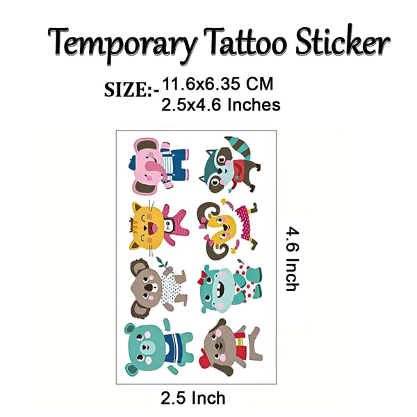 Cartoon_Animals_Temporary_Tattoo_pack_of_2