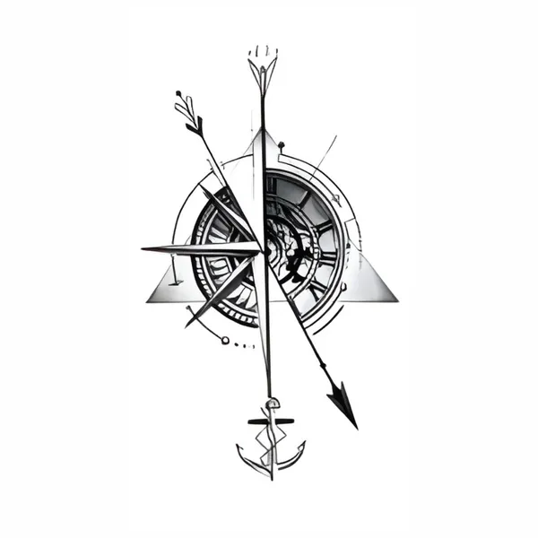 Clock_Arrow_Triangle_Temporary_Tattoo_pack_of_2