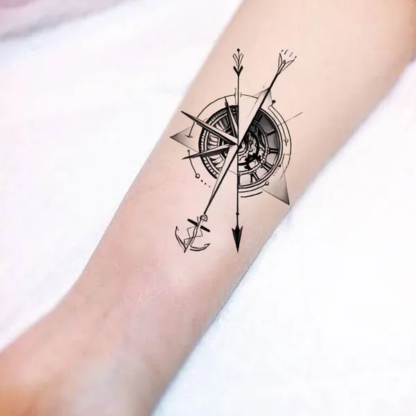 Clock_Arrow_Triangle_Temporary_Tattoo_pack_of_2