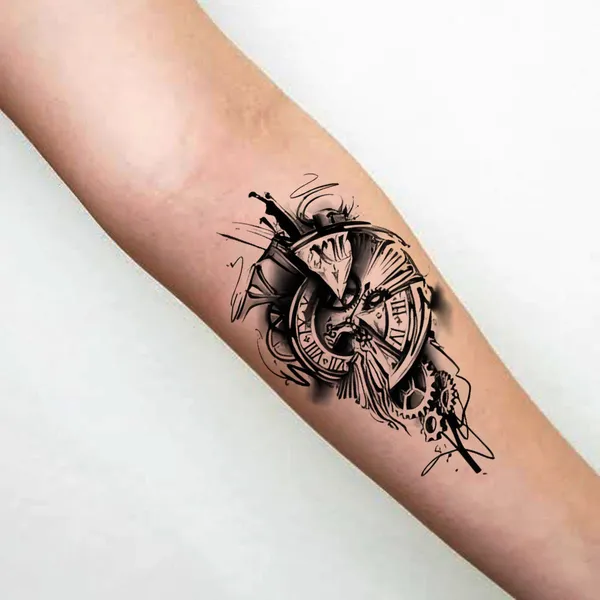 Clock_Gear_Temporary_Tattoo_pack_of_2
