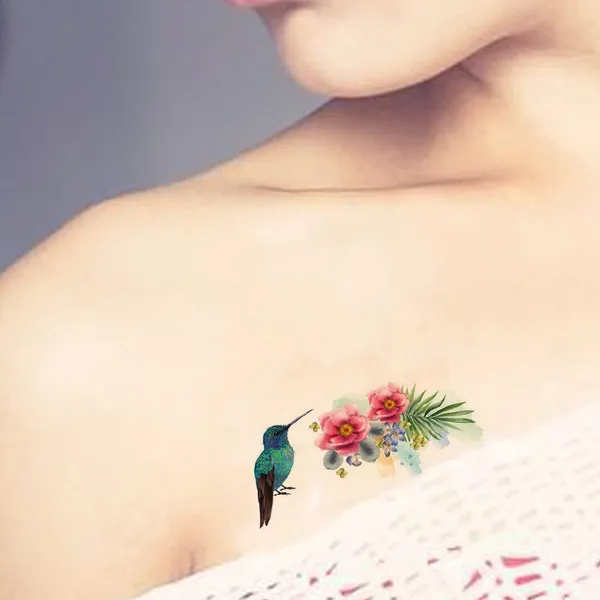 Colourful_Flower_With_Bird_Cute_Design_Temporary_Tattoo_pack_of_2