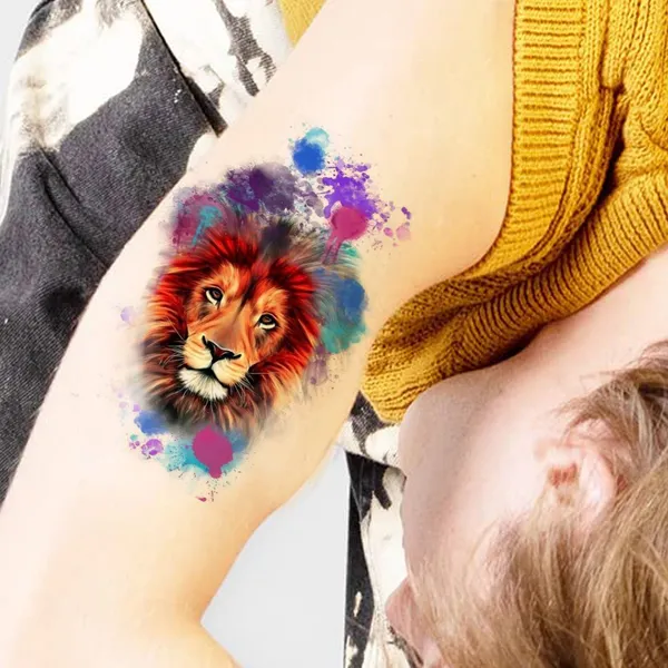 Colourful_Lion_Temporary_Tattoo_