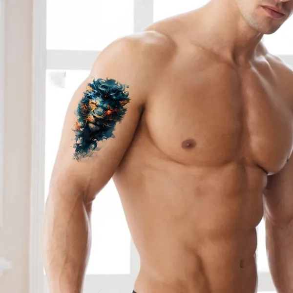 Cosmic_Lion_God_Temporary_Tattoo_pack_of_2