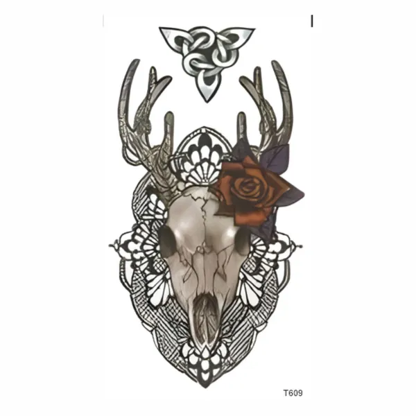 Deer_Skull_Rose_Temporary_Tattoo_pack_of_2