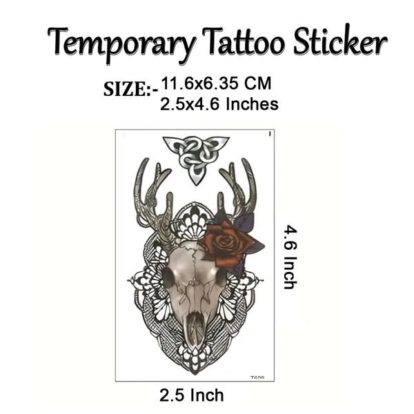 Deer_Skull_Rose_Temporary_Tattoo_pack_of_2