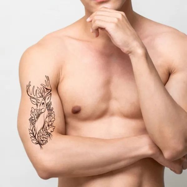 Deer_With_Leaf_Temporary_Tattoo_pack_of_2