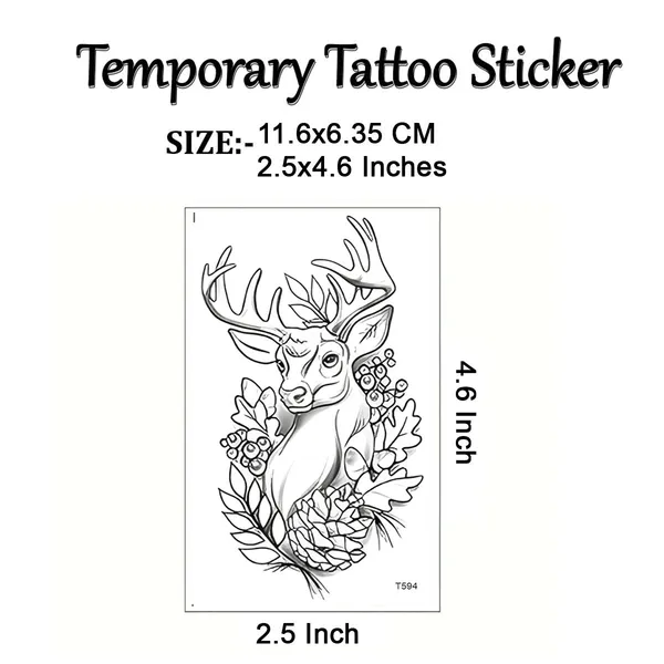 Deer_With_Leaf_Temporary_Tattoo_pack_of_2